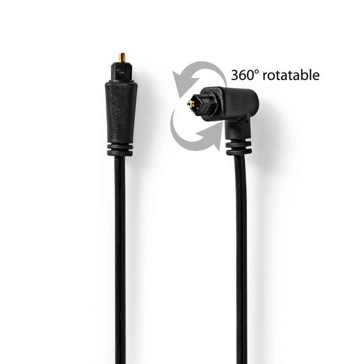 Nedis Optische Audiokabel | TosLink Male | TosLink Male | Draaibaar | 2.00 m | Rond | PVC | Zwart | Envelop