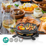 Nedis Gourmet / Raclette | Grill | 6 Personen | Spatel | Anti-aanbak laag | Rond
