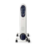 Nedis Mobiele Olieradiator | 800 / 1200 / 2000 W | 9 Vinnen | Instelbare thermostaat | 3 Warmte Standen | Omvalpreventie | Wit