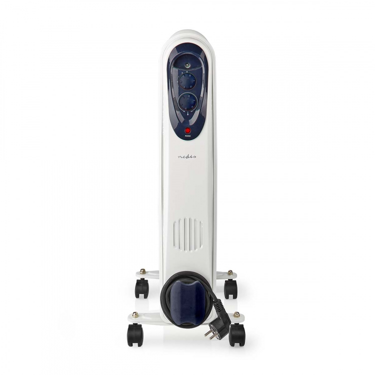 Nedis Mobiele Olieradiator | 800 / 1200 / 2000 W | 9 Vinnen | Instelbare thermostaat | 3 Warmte Standen | Omvalpreventie | Wit