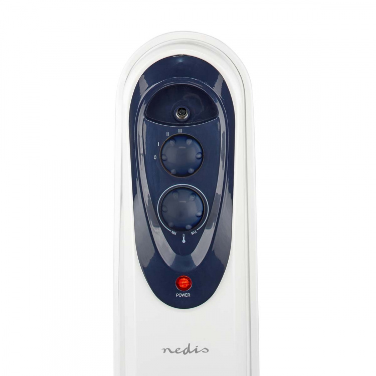 Nedis Mobiele Olieradiator | 800 / 1200 / 2000 W | 9 Vinnen | Instelbare thermostaat | 3 Warmte Standen | Omvalpreventie | Wit