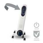 Nedis Mobiele Olieradiator | 800 / 1200 / 2000 W | 9 Vinnen | Instelbare thermostaat | 3 Warmte Standen | Omvalpreventie | Wit