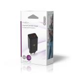 Nedis Oplader | 65 W | GaN | PD3.0 18W / PD3.0 20W / PD3.0 27W / PD3.0 36W / PD3.0 45W / PD3.0 60W / PD3.0 65W / QC3.0 | Snellaad functie | 3.0 / 3.25 A | Outputs: 3 | USB-A / 2x USB-C™ | Automatische Voltage Selectie | Zwart Nedis Oplader | 65 W | GaN | PD3.0 18W / PD3.0 20W / PD3.0 27W / PD3.0 36W / PD3.0 45W / PD3.0 60W / PD3.0 65W / QC3.0 | Snellaad functie | 3.0 / 3.25 A | Outputs: 3 | USB-A / 2x USB-C™ | Automatische Voltage Selectie | Zwart