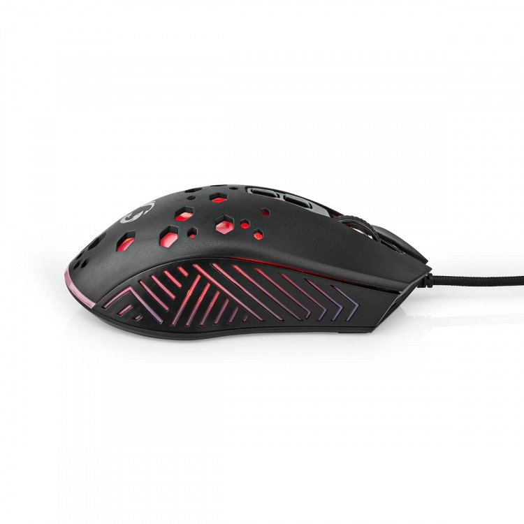 Nedis Gaming Muis | Bedraad | 800 / 1200 / 2400 / 3200 / 4800 / 7200 dpi | Instelbare DPI | Aantal knoppen: 7 | Programmeerbare knoppen | Rechtshandig | 1.50 m | RGB