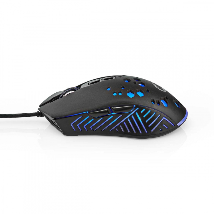 Nedis Gaming Muis | Bedraad | 800 / 1200 / 2400 / 3200 / 4800 / 7200 dpi | Instelbare DPI | Aantal knoppen: 7 | Programmeerbare knoppen | Rechtshandig | 1.50 m | RGB