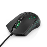 Nedis Gaming Muis | Bedraad | 800 / 1200 / 2400 / 3200 / 4800 / 7200 dpi | Instelbare DPI | Aantal knoppen: 7 | Programmeerbare knoppen | Rechtshandig | 1.50 m | RGB