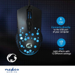 Nedis Gaming Muis | Bedraad | 800 / 1200 / 2400 / 3200 / 4800 / 7200 dpi | Instelbare DPI | Aantal knoppen: 7 | Programmeerbare knoppen | Rechtshandig | 1.50 m | RGB