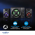 Nedis Gaming Speaker | Speaker-kanalen: 2.1 | USB Gevoed | 3,5 mm Male | 33 W | LED | Volumebediening Nedis Gaming Speaker | Speaker-kanalen: 2.1 | USB Gevoed | 3,5 mm Male | 33 W | LED | Volumebediening