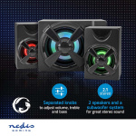 Nedis Gaming Speaker | Speaker-kanalen: 2.1 | USB Gevoed | 3,5 mm Male | 33 W | LED | Volumebediening Nedis Gaming Speaker | Speaker-kanalen: 2.1 | USB Gevoed | 3,5 mm Male | 33 W | LED | Volumebediening