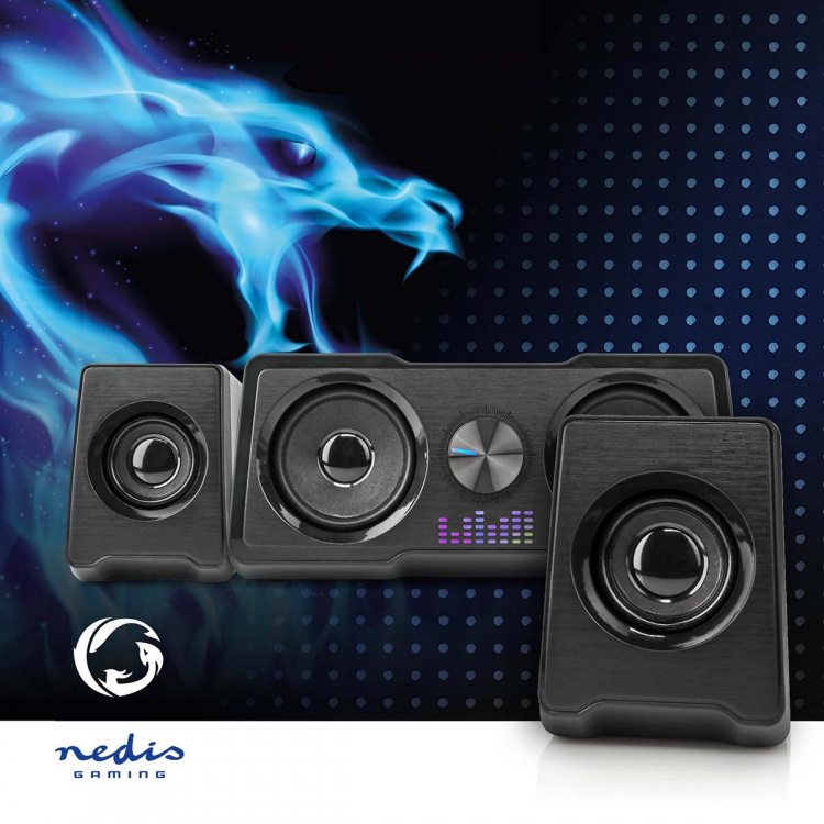 Nedis Gaming Speaker | Speaker-kanalen: 2.2 | USB Gevoed | 3,5 mm Male | 48 W | LED | Volumebediening Nedis Gaming Speaker | Speaker-kanalen: 2.2 | USB Gevoed | 3,5 mm Male | 48 W | LED | Volumebediening