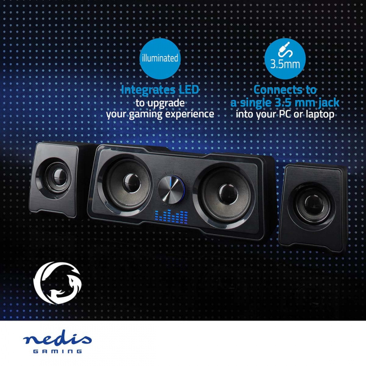Nedis Gaming Speaker | Speaker-kanalen: 2.2 | USB Gevoed | 3,5 mm Male | 48 W | LED | Volumebediening Nedis Gaming Speaker | Speaker-kanalen: 2.2 | USB Gevoed | 3,5 mm Male | 48 W | LED | Volumebediening