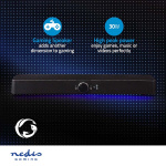 Nedis Gaming Speaker | Speaker-kanalen: 2.0 | USB Gevoed | 3,5 mm Male | 30 W | LED | Volumebediening | Uitgangen audio / video / data: 1x 3.5 mm