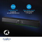 Nedis Gaming Speaker | Speaker-kanalen: 2.0 | USB Gevoed | 3,5 mm Male | 30 W | LED | Volumebediening | Uitgangen audio / video / data: 1x 3.5 mm