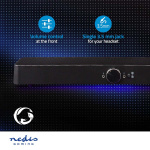 Nedis Gaming Speaker | Speaker-kanalen: 2.0 | USB Gevoed | 3,5 mm Male | 30 W | LED | Volumebediening | Uitgangen audio / video / data: 1x 3.5 mm
