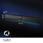 Nedis Gaming Speaker | Speaker-kanalen: 2.0 | USB Gevoed | 3,5 mm Male | 30 W | LED | Volumebediening | Uitgangen audio / video / data: 1x 3.5 mm