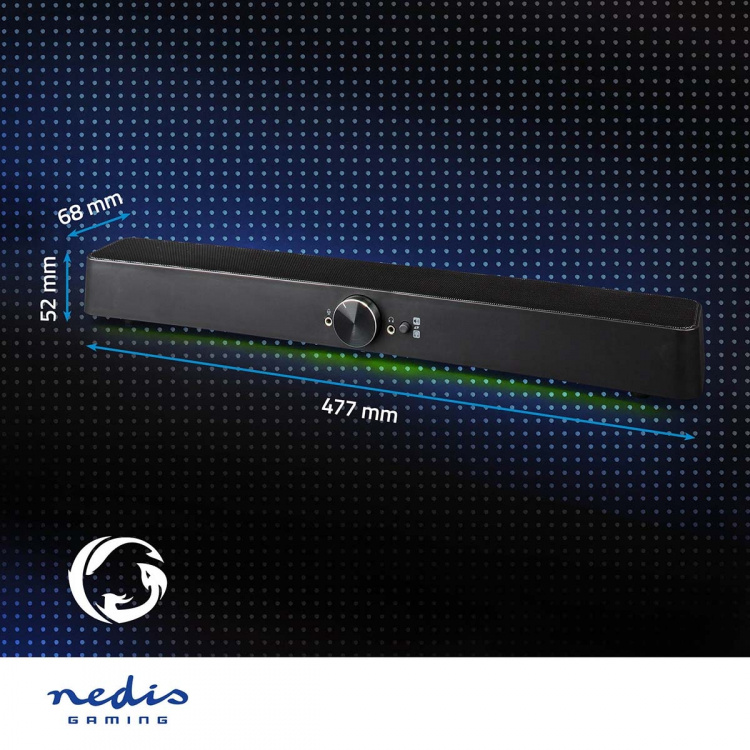 Nedis Gaming Speaker | Speaker-kanalen: 2.0 | USB Gevoed | 3,5 mm Male | 30 W | LED | Volumebediening | Uitgangen audio / video / data: 1x 3.5 mm