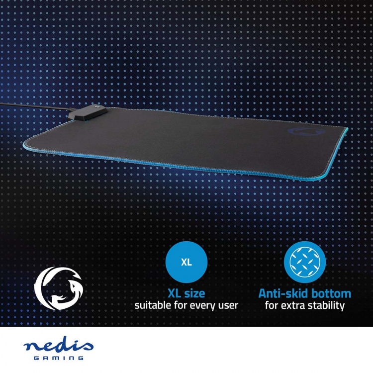 Nedis Gaming Muismat | Microfiber / Rubberen | Zwart
