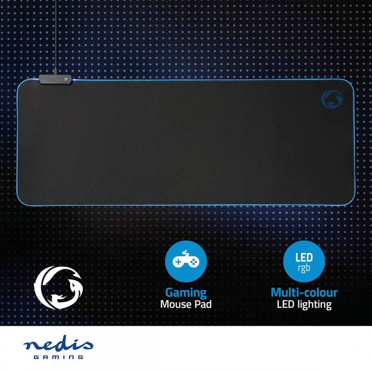 Nedis Gaming Muismat | Microfiber / Rubberen | Zwart