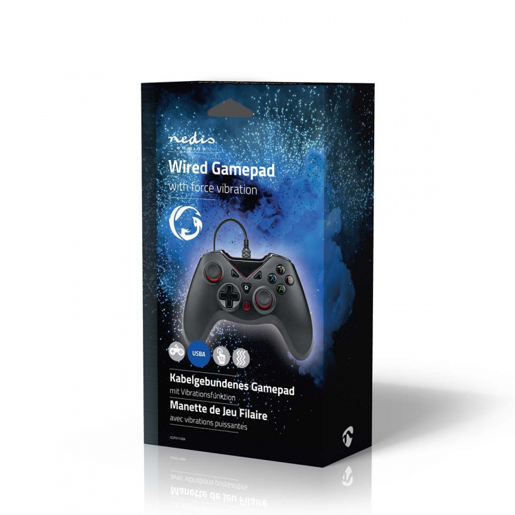 Nedis Gamepad | USB Type-A | USB Gevoed | PC | Aantal knoppen: 12 | Kabellengte: 1.60 m | Zwart