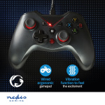 Nedis Gamepad | USB Type-A | USB Gevoed | PC | Aantal knoppen: 12 | Kabellengte: 1.60 m | Zwart