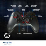 Nedis Gamepad | USB Type-A | USB Gevoed | PC | Aantal knoppen: 12 | Kabellengte: 1.60 m | Zwart