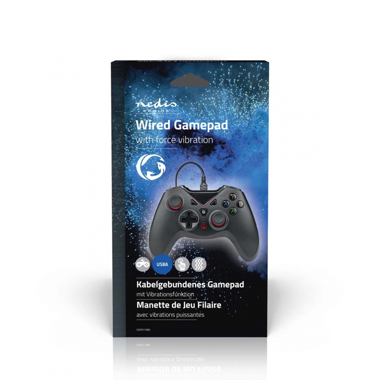 Nedis Gamepad | USB Type-A | USB Gevoed | PC | Aantal knoppen: 12 | Kabellengte: 1.60 m | Zwart