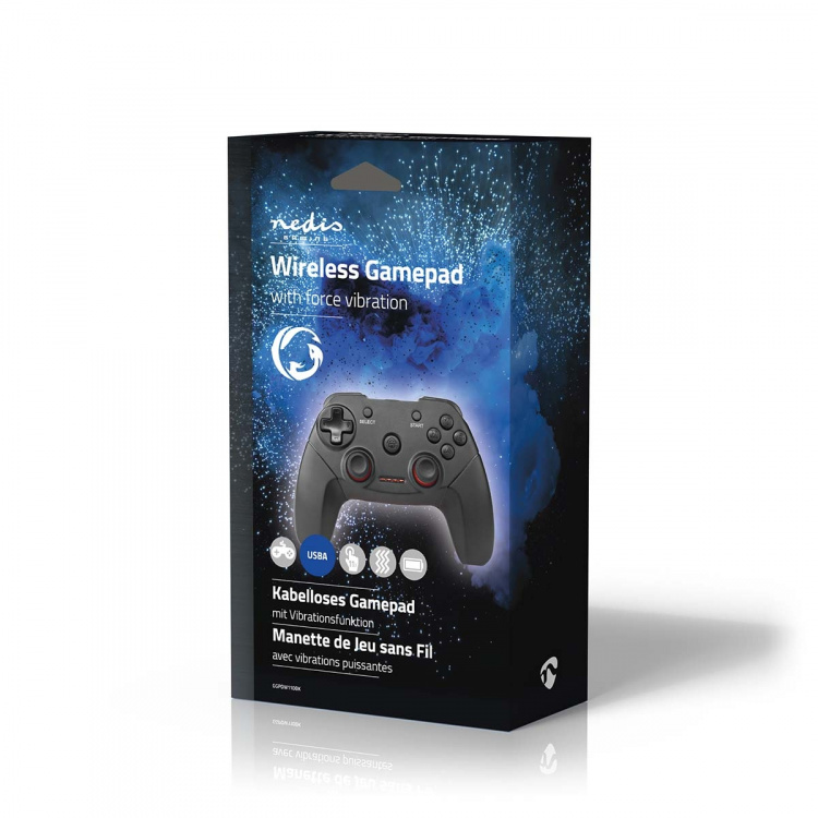 Nedis Gamepad | Draadloos | Batterij Gevoed | PC | Aantal knoppen: 11 | Kabellengte: 1.00 m | Zwart