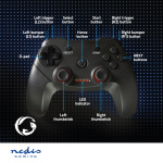 Nedis Gamepad | Draadloos | Batterij Gevoed | PC | Aantal knoppen: 11 | Kabellengte: 1.00 m | Zwart