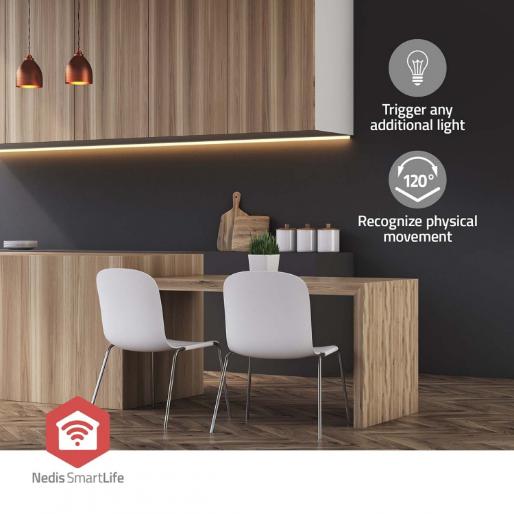 Nedis SmartLife Bewegingssensor | Lichtsensor | Zigbee 3.0 | Batterij Gevoed / USB Gevoed | Detectiehoek: 100 ° | Detectiebereik: 7 m | Max. batterijduur: 24 Maanden | Wit