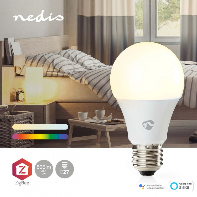 Nedis SmartLife Multicolour Lamp | E27 | 806 lm | 9 W | RGB / Warm tot Koel Wit | 2200 - 6500 K | Android™ / IOS | Peer | 1 Stuks