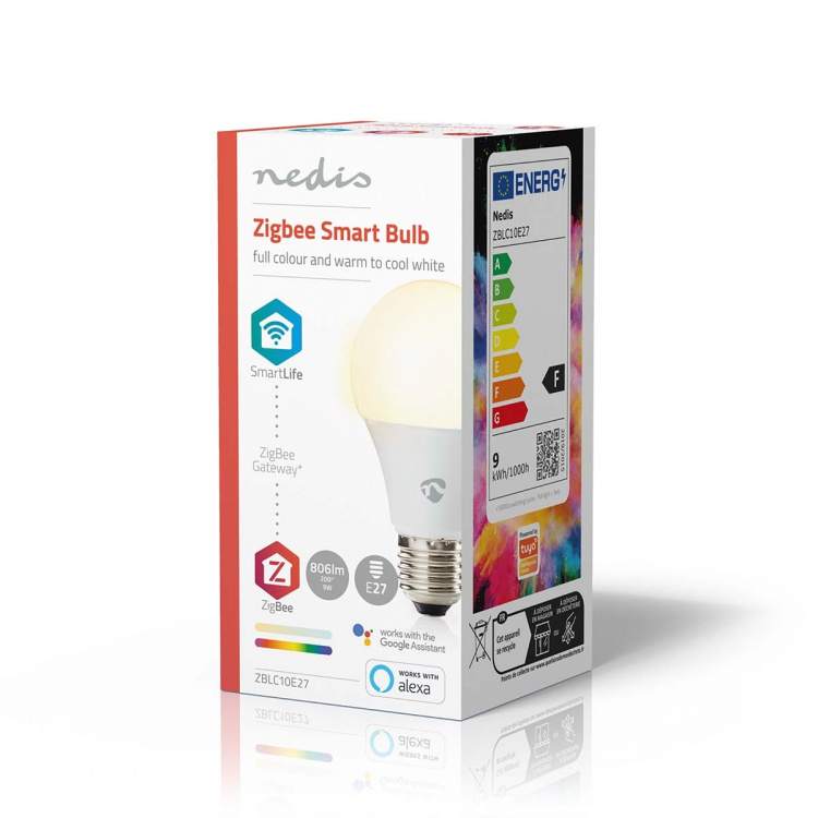 Nedis SmartLife Multicolour Lamp | E27 | 806 lm | 9 W | RGB / Warm tot Koel Wit | 2200 - 6500 K | Android™ / IOS | Peer | 1 Stuks