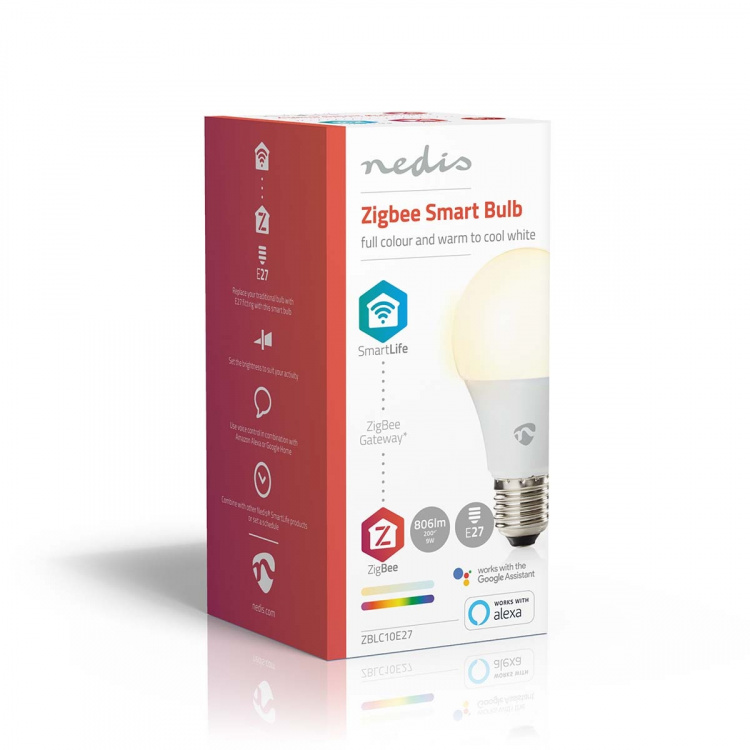 Nedis SmartLife Multicolour Lamp | E27 | 806 lm | 9 W | RGB / Warm tot Koel Wit | 2200 - 6500 K | Android™ / IOS | Peer | 1 Stuks