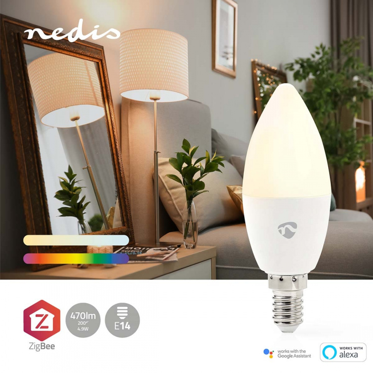 Nedis SmartLife Multicolour Lamp | E14 | 470 lm | 4.90 W | RGB / Warm tot Koel Wit | 2200 - 6500 K | Android™ / IOS | Kaars | 1 Stuks