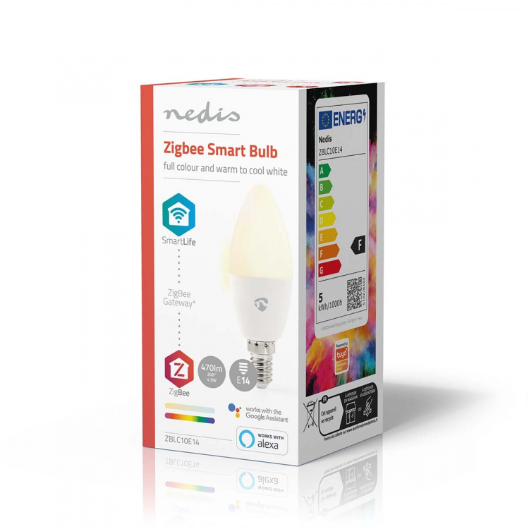 Nedis SmartLife Multicolour Lamp | E14 | 470 lm | 4.90 W | RGB / Warm tot Koel Wit | 2200 - 6500 K | Android™ / IOS | Kaars | 1 Stuks