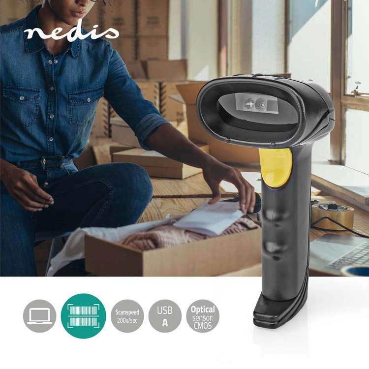 Nedis Barcodescanner | CMOS | Bedraad | 1D Lineair / 2D/QR | USB Gevoed | USB 2.0
