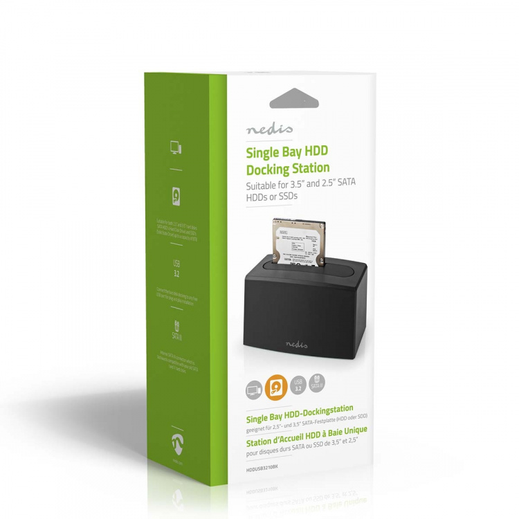 Nedis Docking Station voor Harde Schijf | USB 3.2 Gen1 | USB Type-A | 1 Schijf | 2.5 / 3.5 