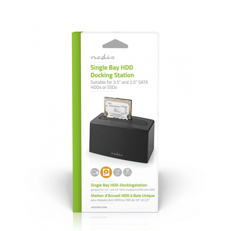 Nedis Docking Station voor Harde Schijf | USB 3.2 Gen1 | USB Type-A | 1 Schijf | 2.5 / 3.5 