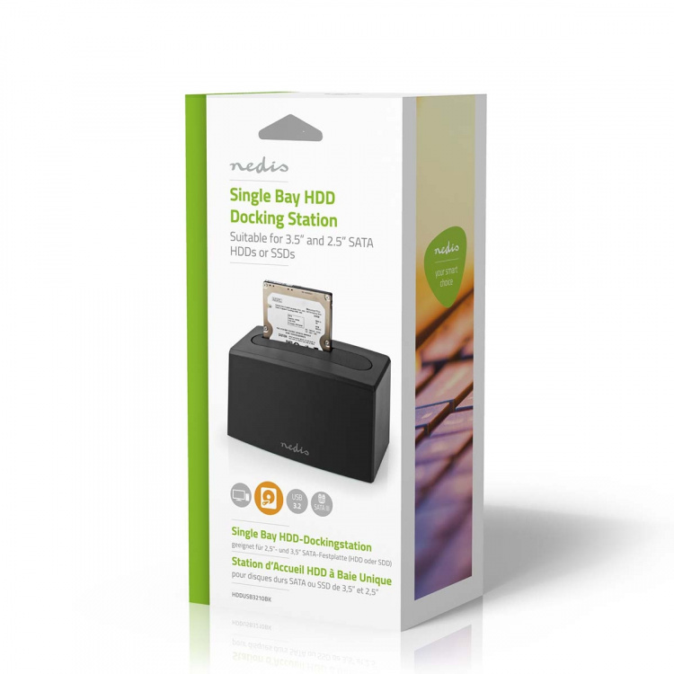 Nedis Docking Station voor Harde Schijf | USB 3.2 Gen1 | USB Type-A | 1 Schijf | 2.5 / 3.5 