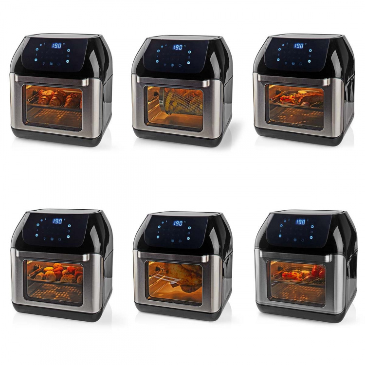 Nedis Heteluchtfriteuse | 12 l | Tijdschakelaar: 60 min | Aantal vooraf ingestelde programma\'s: 9 | Digitaal | Zwart Nedis Heteluchtfriteuse | 12 l | Tijdschakelaar: 60 min | Aantal vooraf ingestelde programma\'s: 9 | Digitaal | Zwart