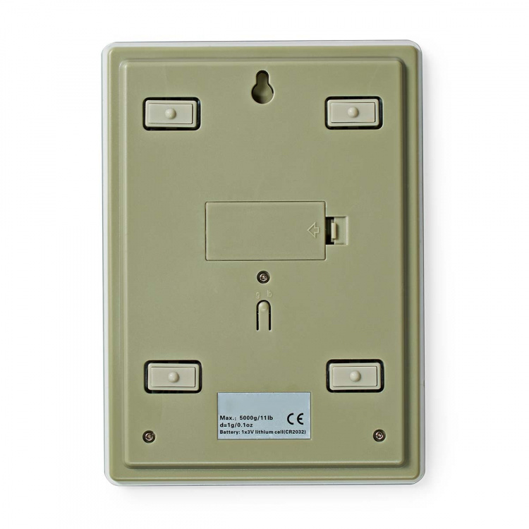 Nedis Keukenweegschaal | Digitaal | Glas / Kunststof | CR 2032 Batterij | Wit