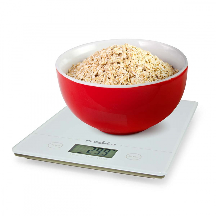 Nedis Keukenweegschaal | Digitaal | Glas / Kunststof | CR 2032 Batterij | Wit