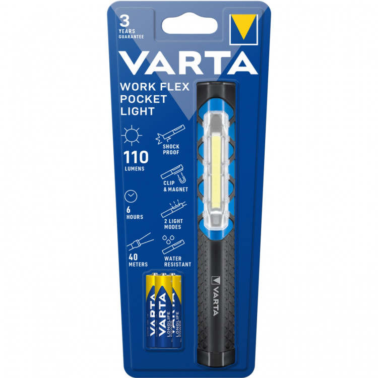 Varta Work Flex Pocket Light Arbetsbelysning IP54 110lm Varta Work Flex Pocket Light Arbetsbelysning IP54 110lm
