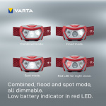 Varta Outdoor Sports H20 Pro Pannlampa 200 lm Röd