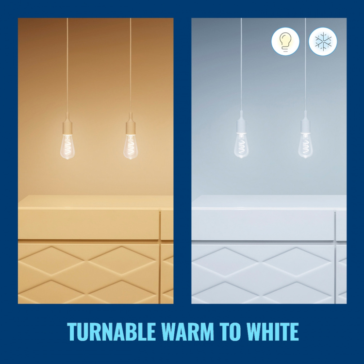 WiZ WiFi Smart LED E27 ST64 40W Filament Färg + Varm-kallvit 470lm