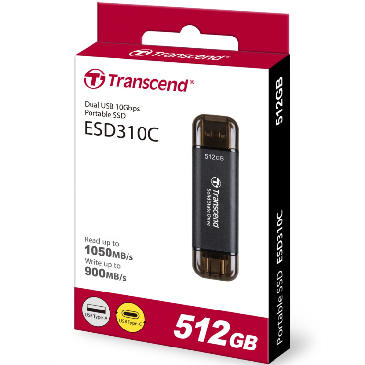 Transcend Portabel SSD ESD310C USB-C 512 GB (R1050/W950) Svart