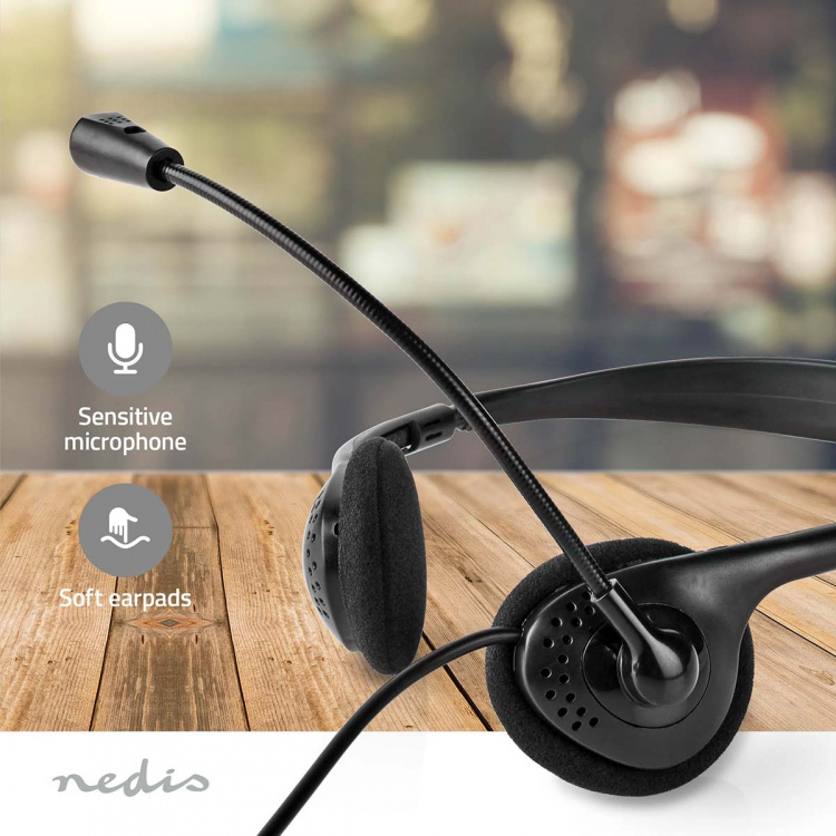 Nedis PC-Headset | On-Ear | Stereo | USB Type-A / USB Type-C™ | Inklapbare Microfoon | Zwart