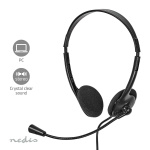 Nedis PC-Headset | On-Ear | Stereo | USB Type-A / USB Type-C™ | Inklapbare Microfoon | Zwart