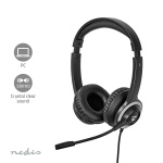 Nedis PC-Headset | On-Ear | Stereo | USB Type-A / USB Type-C™ | Inklapbare Microfoon | Zwart Nedis PC-Headset | On-Ear | Stereo | USB Type-A / USB Type-C™ | Inklapbare Microfoon | Zwart