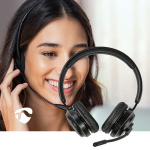 Nedis PC-Headset | On-Ear | Stereo | Bluetooth | Inklapbare Microfoon | Zwart