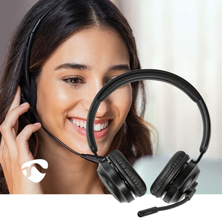 Nedis PC-Headset | On-Ear | Stereo | Bluetooth | Inklapbare Microfoon | Zwart